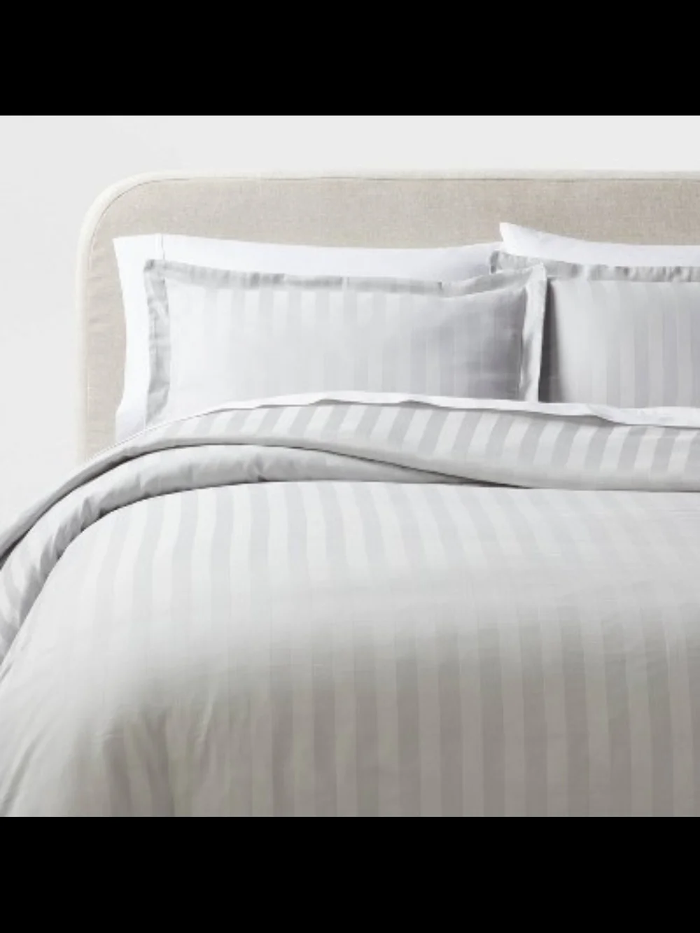 Threshold 3 Piece Luxe Striped Damask Duvet Set Light Gray